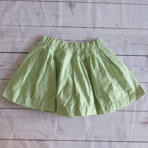 Hollister 100% Cotton Fully Lined Green White Stripe Mini Skirt - Size Medium - Picture 2 of 4